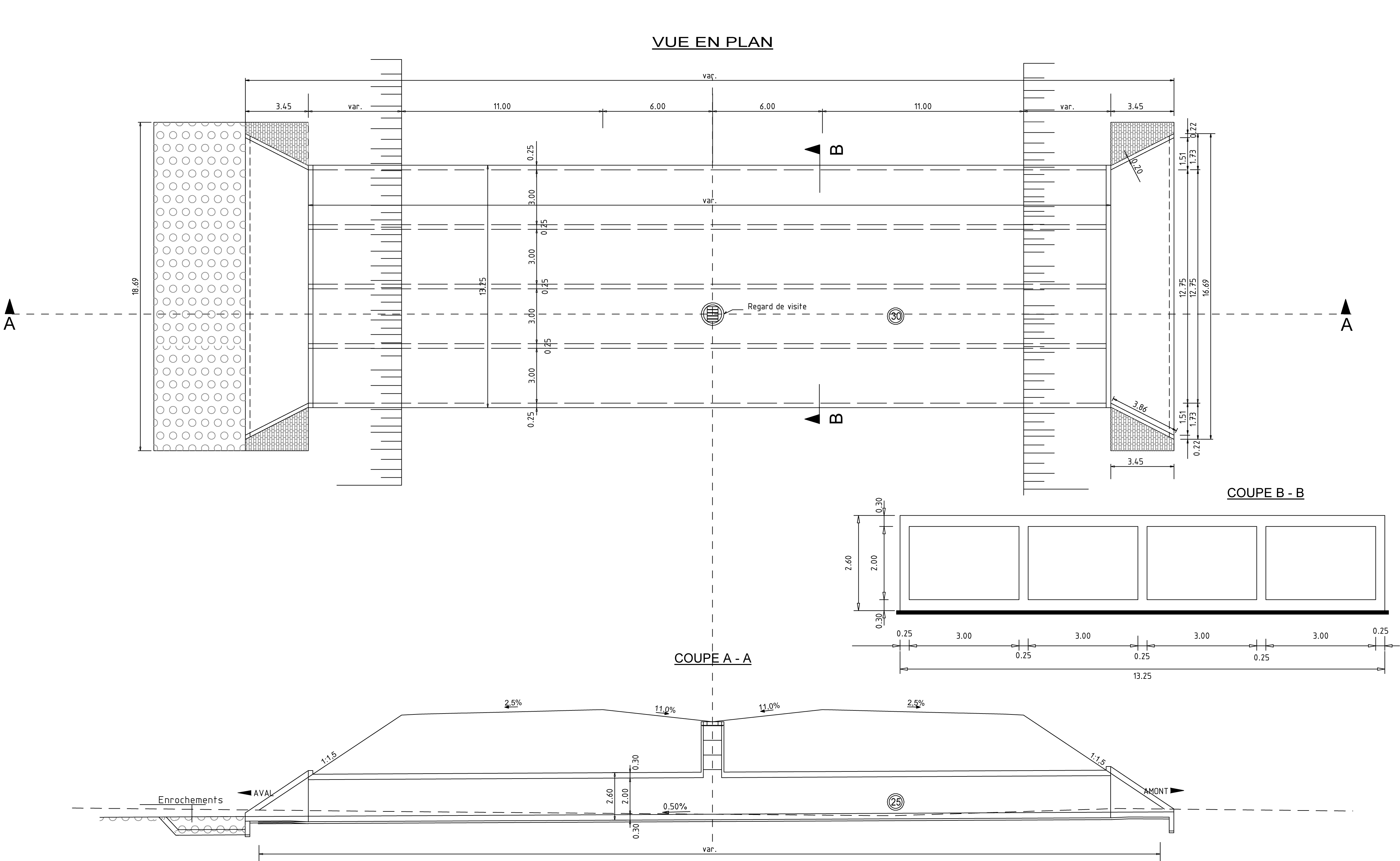 Drawing of a traverse structure