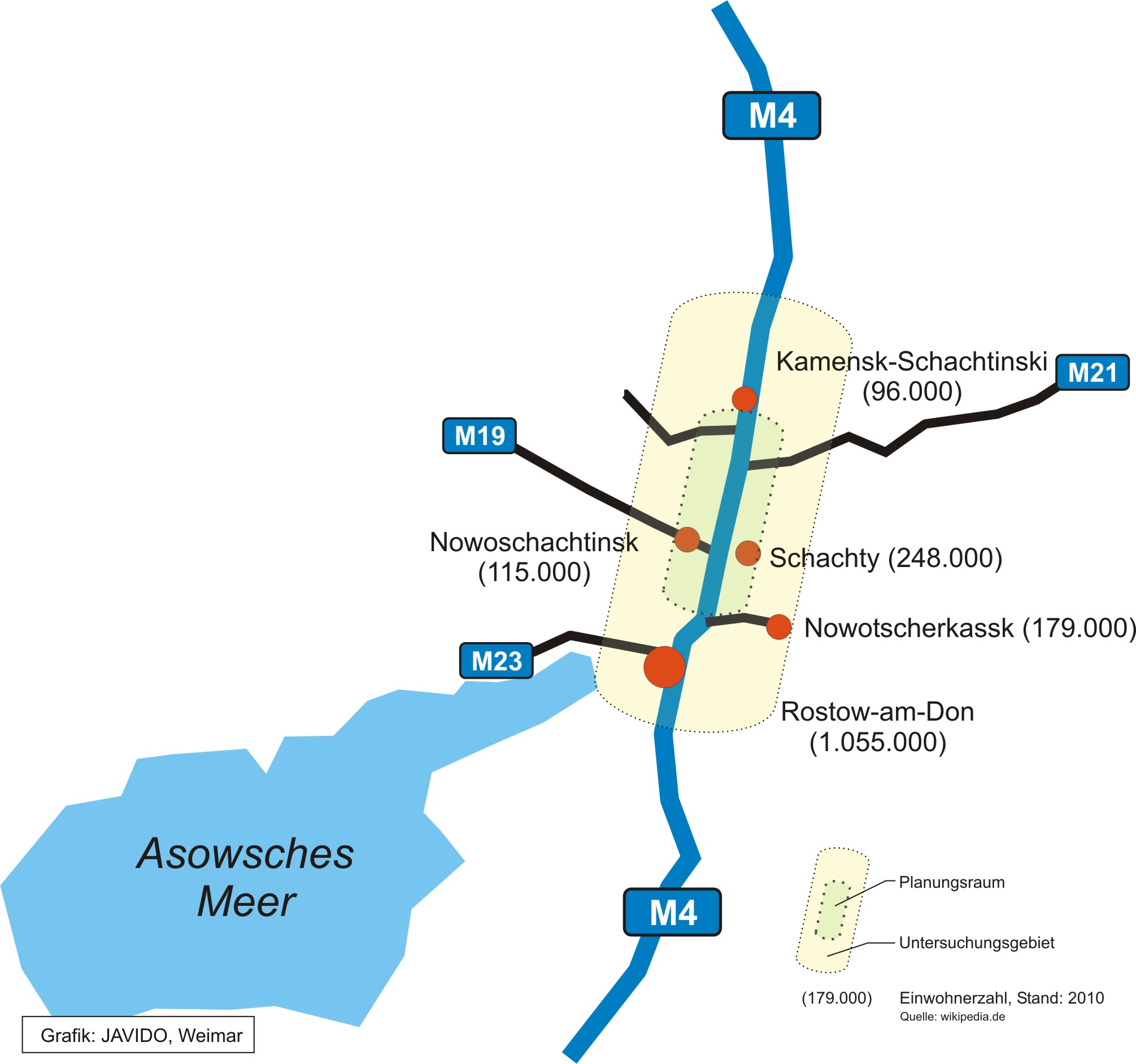 Lage der M-4 im Netz der russischen Automagistralen. Auszug aus dem Bericht zur Verkehrsprognose.