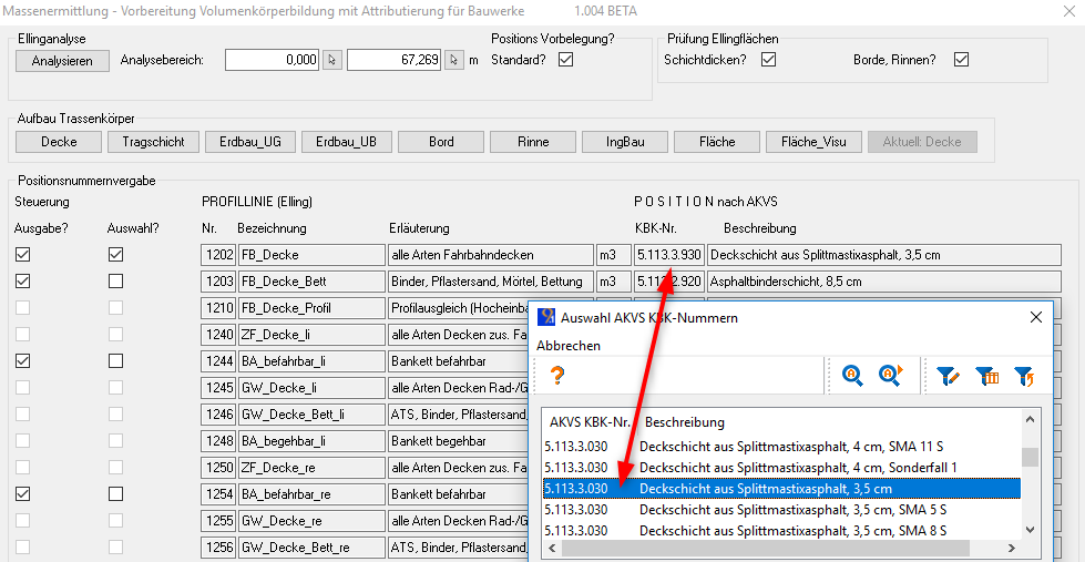 Bild 4: Vergabe des Schlüsselattributes aus Datenbank bei der Bauwerkegenerierung für eine erste Bemusterung.