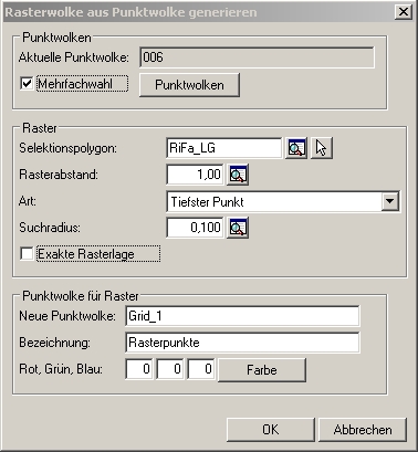 CARD/1 Auswertung – Rasterpunkte aus Punktwolke generieren.